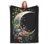 Moon Kids Flower Blanket - Space Phases Fleece Throw Blanket for Boys & Girls - College Dorm Sofa Couch Living Room Bed Camping Travel 60"x80"
