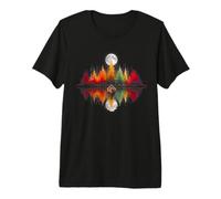 Moon Lake Boat Reflection Autumn Forest Night Nature Premium T-Shirt