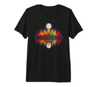 Moon Lake Boat Reflection Autumn Forest Night Nature Premium T-Shirt