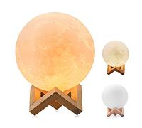 Moon Lamp, 12cm/4.7inch Full Moon Lamp Lighting LED Night Light Modern Lamp [Touch Control][USB Rechargeable][Free Wooden Stand] Home Decorative Lamp Gift for Kids,Children(12cm)