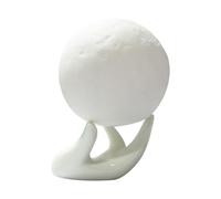Moon Lamp - Dimmable Touch Sensor Soft Warm Glow Bedside Table Lighting, Night Light with Ceramic Hand Shaped Base | Decorative Orb Illumination for Bedroom Nursery Dorm Lounge Ambience