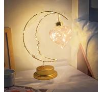 Moon Lamp Enchanted Lunar Crescent Ramadan Table Lamps Battery Operated or Usb Powered LED Nightstand Nursery Light Dorm Office Table Ornaments Gifts for Kids and Wifes（Hanging Love Heart）