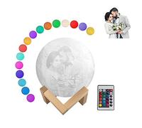 Moon Lamp Personalised Customer Moon Light with Photo and Text 16 or 2 Colours with Wooden Stand Remote & Touch Control and USB Rechargeable Christmas Birthday Gift for Kids Women Men