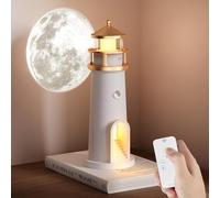 Moon Lamp Projector Night Light, Bedside Lamps Lighthouse Decor Light Night Light, Moon Light Projector Rechargeable LED Aesthetic Table Lamp Christmas Birthday Gifts (Remote Control+Bluetooth)