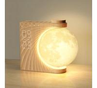 Moon Lamp with Alarm, LED Radio, Clock, Alarm Clock Simulator, Sound Machine with Moon Night Light, Snooze Function, Wake Up Light, 10 Sonsl Nature, 8 Colours