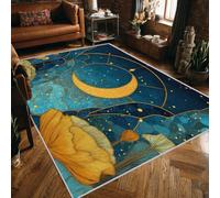 Moon Leaf Rugs for Entryway Washable, Modern Mosaic Art Design Small Area Rug Bedroom Decor, Non Slip Low Pile Soft Indoor Door Mat, 50 x 80 cm, FD1702