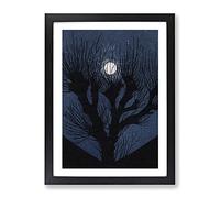 Moon Light By Julie De Graag Classic Painting Framed Wall Art Print, Ready to Hang Picture for Living Room Bedroom Home Office Décor, Black A3 (34 x 46 cm)