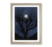 Moon Light By Julie De Graag Classic Painting Framed Wall Art Print, Ready to Hang Picture for Living Room Bedroom Home Office Décor, Oak A3 (34 x 46 cm)