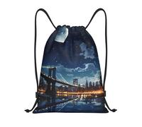 Moon Light New York City Unisex Swimming Bags Durable Drawstring Backpack Portable Drawstring Bag For Yoga Climbing Beach