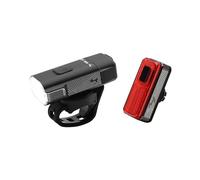 Moon Light the Way You Ride On Rigel Lite 500lm & Helix Lite 100lm IPX7 Front and Rear Rechargeable Cycle Light Set, Black
