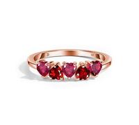 Moon Magic Authentic Rainbow Moonstone Garnet Rose Quartz Opal Rings/Genuine 925 Sterling Silver - 18K Rose Gold Rings for Women/Genuine Jewelry, 7, Gemstone, Garnet