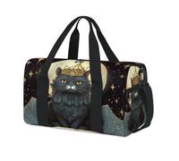Moon Magic Crown Cat Sport Duffel Bags for Kids Girls Boys Women Men Overnight Weekender Travel Bag Tote Carry Gym Casual Duffel Bags