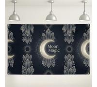 Moon Magic Wall Backdrop, Celestial Crystal Design for Party Decorations, Dark Blue Indoor/Outdoor Photography Background for Events and Celebrations 71x43 Inch