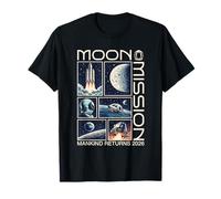 Moon Mission 2026 Retro Space Exploration Lunar Spaceflight T-Shirt
