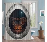 Moon Moth Shower Curtain with 12 Hooks Mirror Faced Withered Leaf Butterfly Waterproof Fabric Shower Curtains Sets for Bathroom Bath Decorations, Machine Washable, 72"x72"