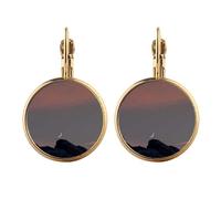 moon mountain art deco fashion Gold Clip On Drop Earrings Non Piercing Dangle Jewelry