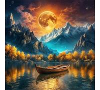 Moon Mountain Boat 300 Piece Jigsaw Puzzles for Adults 35x35cm, adult jigsaw puzzles 300 Pieces, Challenging&Brainteasing Puzzle Family Games, Beautiful Decoration puzzle