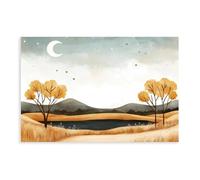 Moon & Mountains Canvas Poster Bedroom Decor Landscape Office Room Decor Gift 20x30inch(50x75cm)