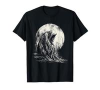 Moon Mourner Gothic Grief Cloaked Figure T-Shirt