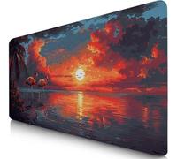 Moon Mouse Mat 1000x500x3mm XXL Gaming Mouse Pad Lake Desk Mat, Table Mats with Non-Slip, Soft Smooth Surface, Stitched Edges Desk Pad, Waterproof Fabric, Durable, Office Accessories, Gifts F0-122