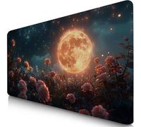 Moon Mouse Mat 1000x500x3mm XXL Gaming Mouse Pad Peony Desk Mat, Table Mats with Non-Slip, Soft Smooth Surface, Stitched Edges Desk Pad, Waterproof Fabric, Durable, Office Accessories, Gifts F0-929