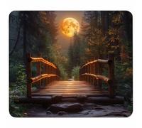 Moon Mouse Mat 300x250mm, Small Mouse Pad Forest Waterproof Gaming Mousepad, Mini Desk Mat with Anti-Slip Base, Stitched Edges Mousepad, Mousemats for Gaming Accessories, Gifts for Men H-6811