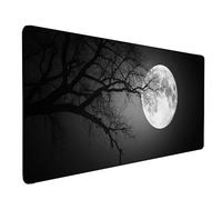 Moon Mouse Pad Large 90x40cm, Black Gaming Mouse Pad Waterproof Desk Mat with 3MM Stitched Edges, Non-Slip Rubber Base Mousepad Computer Accessories for Gaming, PC, Office, Home, Gifts -lsy26039N