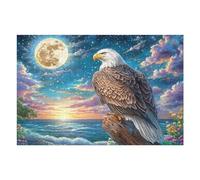 Moon Night Bald Eagle 1000 Pc DIY Jigsaw Puzzle Puzzles for Adults Teens Hard Challenging Team Building Stress Reducing Autumn Premium Quality Material 1000 PCS