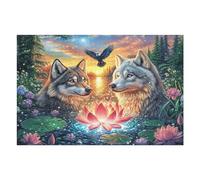 Moon Night Fox Family 1000 Pieces Classic Jigsaw Puzzle Puzzle for Adults Decompression Wall Art Mental Exercise Lightweight Recycled Material 1000 PCS