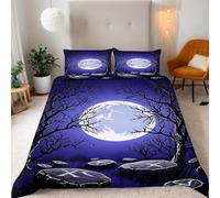 Moon Night View Duvet Cover Double Size 3D Dead Tree Bedding Set with 2 Pillowcases Soft Microfiber Quilt Cover 3PCs with Zipper Closure Easy Care for Kids Boys Girls Teens Y122