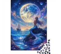 Moon Ocean Mermaid Jigsaw Puzzle, 1000 Pcs For Adults | 70x50cm Cardboard, Brain Workout, Birthday Gift, Focus Improvement, Smooth Surface Finish