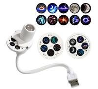 Moon Ocean Projector Starry Night Light USB Bedroom Lamp 360 Degree | 5-in-1 projector lamp with 360° gooseneck, USB-powered, projects moon, galaxy, nebula, planet, starry sky onto ceiling/wall
