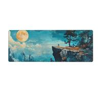 Moon On The Cliff Mouse Pad In Big Extended Non-Slip Rubber Base Mousepad With Stitched Edges Gaming Pc Desktop Large Mouse Pad 11.8x31.5