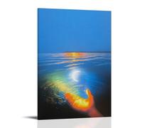 Moon on The Seaside Poster Poster Vintage Art, Wall Canvas, Decoration Aesthetic, Living Room, Kids Room Dormitory, Cafe, Bathroom, Suitable for Bedroom, Gym, Cool Classic 12x18inch(30x45cm) Frame-sty