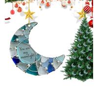 Moon Ornament - Sky Blue Hanging Decoration, Crescent Moon Art Figurine, Shiny Metallic Accent for Home, Elegant Moon Display Piece | For Room From, The