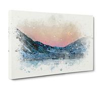 Moon Over Iceland in Abstract Canvas Print for Living Room Bedroom Home Office Décor, Wall Art Picture Ready to Hang, 30 x 20 Inch (76 x 50 cm)