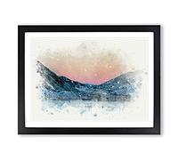 Moon Over Iceland In Abstract Modern Art Framed Print | A2 Black Framed Wall Art | Ready to Hang | Abstract Space Picture | Living Room Bedroom Lounge Office