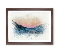 Moon Over Iceland In Abstract Modern Art Framed Print | A3 Walnut Framed Wall Art | Ready to Hang | Abstract Space Picture | Living Room Bedroom Lounge Office