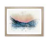 Moon Over Iceland In Abstract Modern Art Framed Wall Art Print, Ready to Hang Picture for Living Room Bedroom Home Office Décor, Oak A4 (34 x 25 cm)