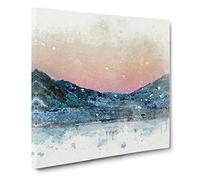 Moon Over Iceland in Abstract Modern Canvas Wall Art Print Ready to Hang, Framed Picture for Living Room Bedroom Home Office Décor, 20x20 Inch (50x50 cm)