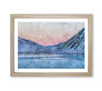 Moon Over Iceland Painting Modern Art Framed Wall Art Print, Ready to Hang Picture for Living Room Bedroom Home Office Décor, Oak A2 (64 x 46 cm)