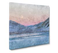 Moon Over Iceland Painting Modern Canvas Wall Art Print Ready to Hang, Framed Picture for Living Room Bedroom Home Office Décor, 20x20 Inch (50x50 cm)