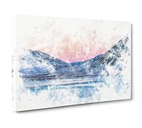 Moon Over Iceland Watercolour Modern Canvas Wall Art Print Ready to Hang, Framed Picture for Living Room Bedroom Home Office Décor, 30x20 Inch (76x50 cm)