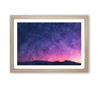 Moon Over Iran Painting Framed Print | A2 Oak Framed Wall Art | Ready to Hang | Modern Space Picture | Living Room Bedroom Lounge Office