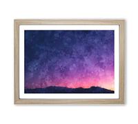 Moon Over Iran Painting Modern Art Framed Print | A3 Oak Framed Wall Art | Ready to Hang | Modern Space Picture | Living Room Bedroom Lounge Office