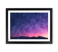 Moon Over Iran Painting Modern Art Framed Print | A4 Black Framed Wall Art | Ready to Hang | Modern Space Picture | Living Room Bedroom Lounge Office