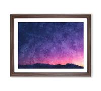 Moon Over Iran Painting Modern Art Framed Print | A4 Walnut Framed Wall Art | Ready to Hang | Modern Space Picture | Living Room Bedroom Lounge Office