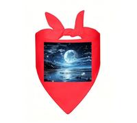 Moon Over Ocean Dog Bandana Soft Breathable Polyester Triangle Scarf for Small to Large Dogs Cats Comfortable Pet Bibs for Daily Wear Party Wedding Birthday Pet Accessories