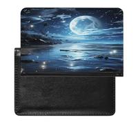 Moon Over Ocean Passport Holder Passport Wallet Document Organizer Protector PU Leather Card Slot Travel Accessories