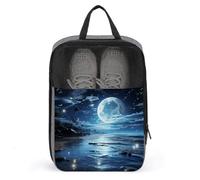 Moon Over Ocean Shoe Bags Foldable Breathable Portable Shoe Puches Organizer Stylish Expandable Packing Travel Shoes Bags for Sneakers Gym Luggage Closet